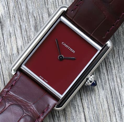 cartier tank burgundy|cartier french tank watch.